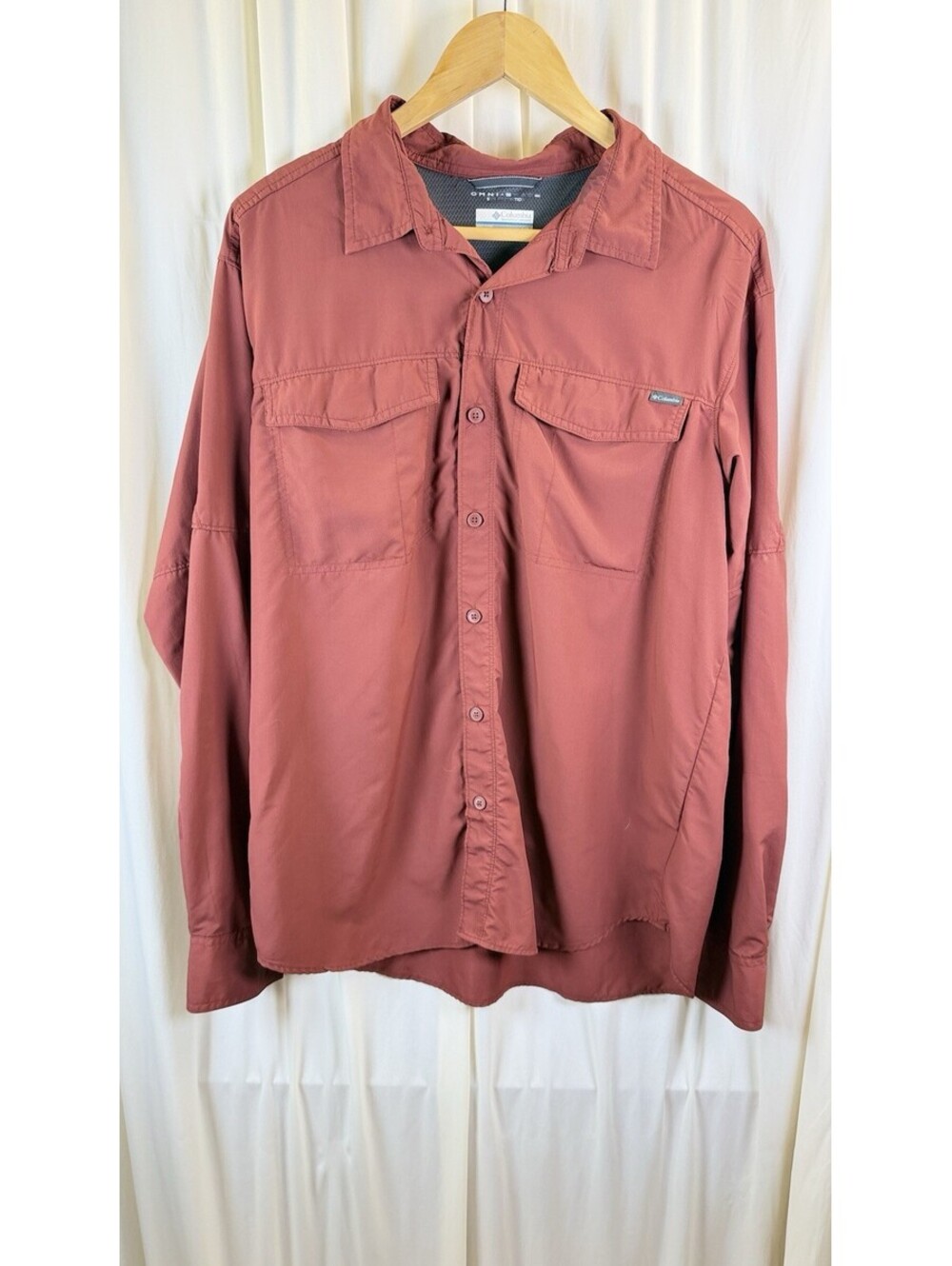 Columbia Burnt Orange Rust Omni-Shade Vented Long Sleeve Shirt XL Outdoors